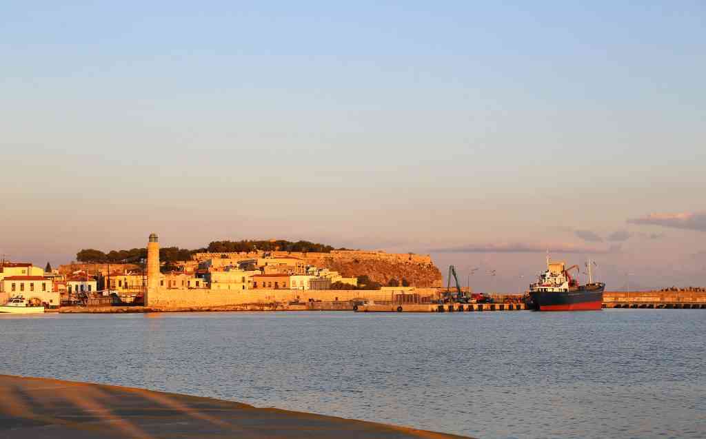 Harbour in Rethymno at sunrise, Crete island, Greece