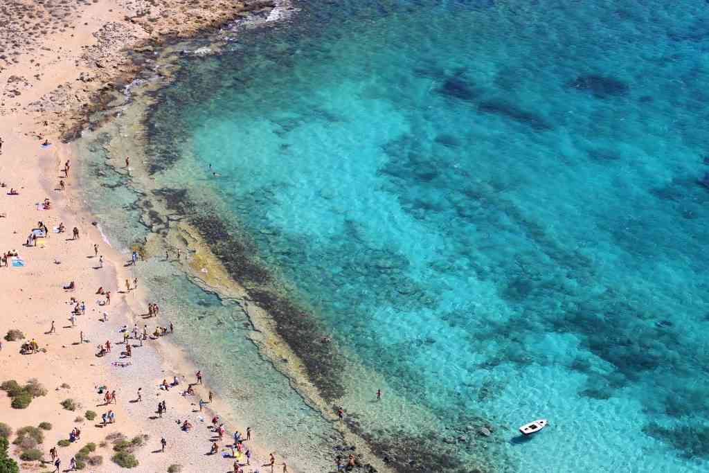 Seaview on the beach from the fortress, Gramvousa, Crete, Greece